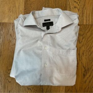 Jos. A.‎ Bank Reserve Men's Light Gray Checkered Dress Shirt